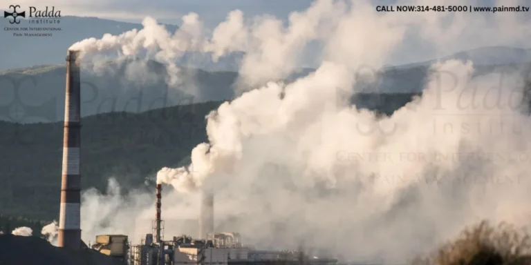 Industrial chimneys releasing smoke into the sky