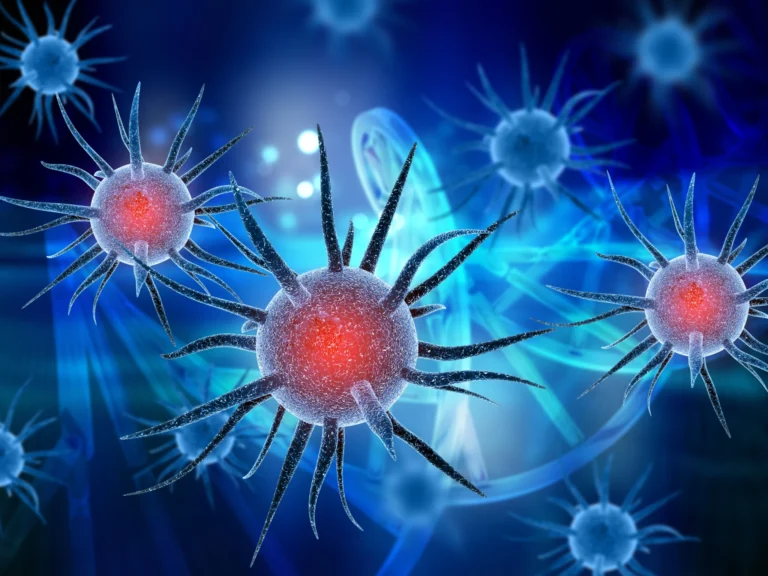 Illustration of neurons with glowing red nodes