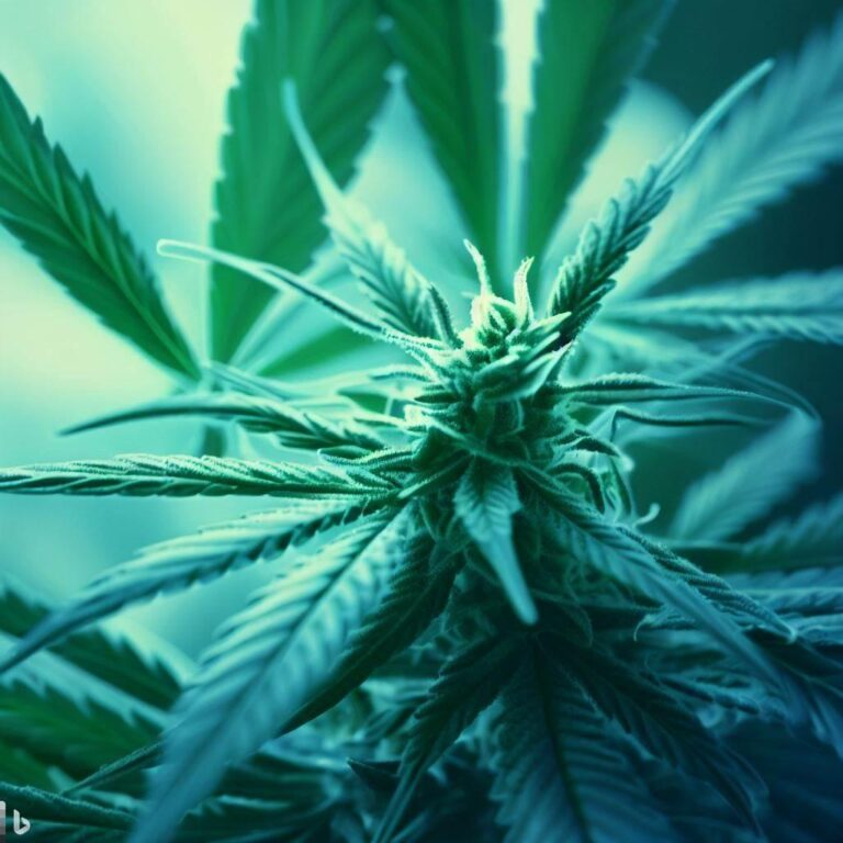 Cannabis plant photographed from above