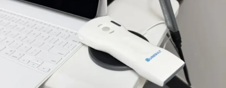 Portable ultrasound probe used for image-guided injections at Padda Institute, St. Louis