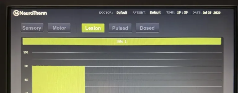Procedure suite console at the completion of a treatment cycle at Padda Institute, St. Louis