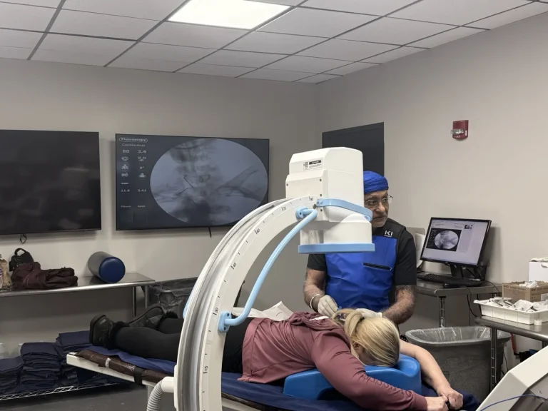 Fluoroscopy-guided injection being performed by Dr. Padda at Padda Institute, St. Louis