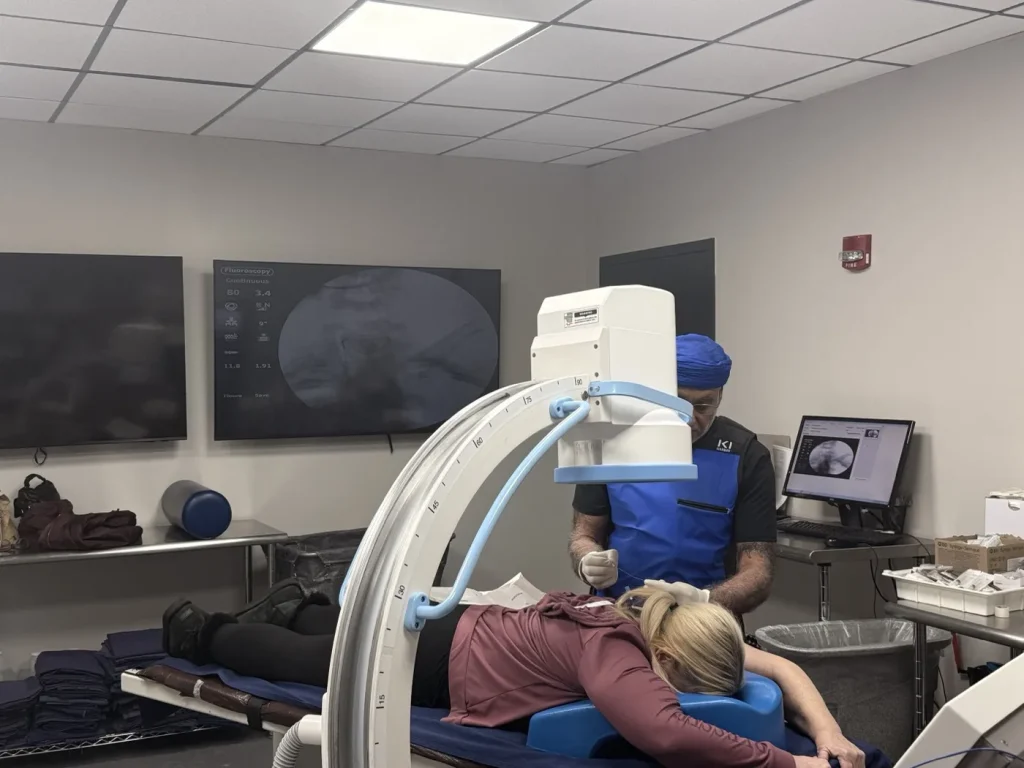Interventional pain procedure performed under live imaging at Padda Institute, St. Louis
