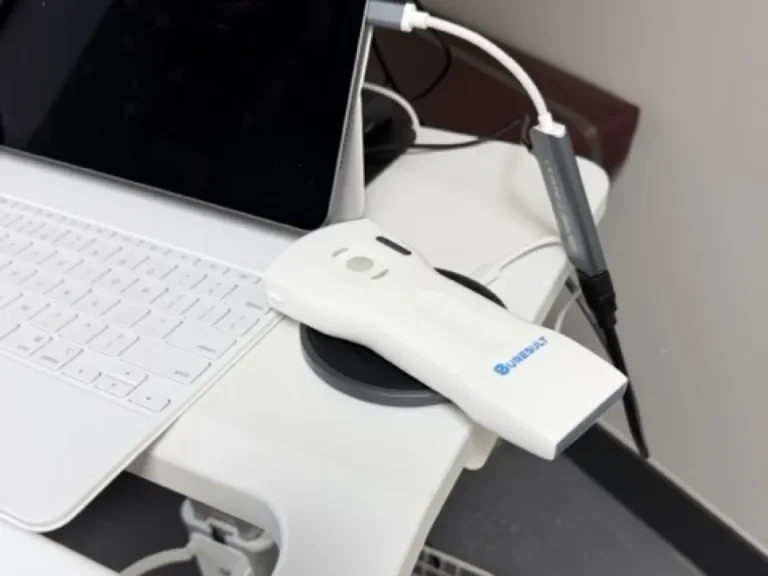 Portable ultrasound probe used for image-guided injections at Padda Institute, St. Louis