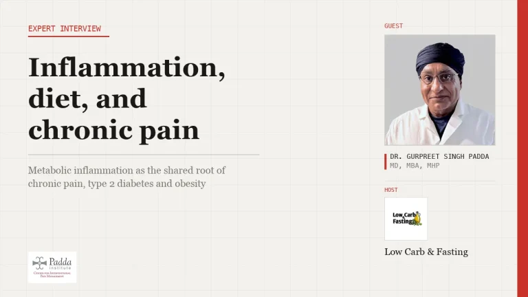 Expert interview title card on inflammation, diet and chronic pain featuring Dr. Gurpreet Singh Padda