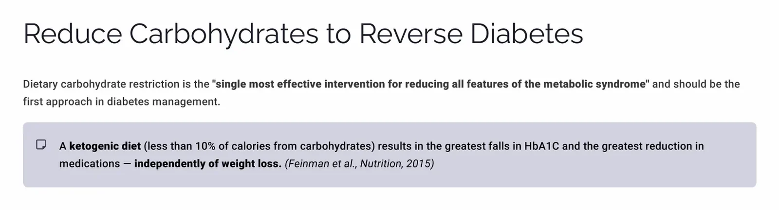 Slide on dietary carbohydrate restriction as the first approach in diabetes management and its effect on HbA1c and medication