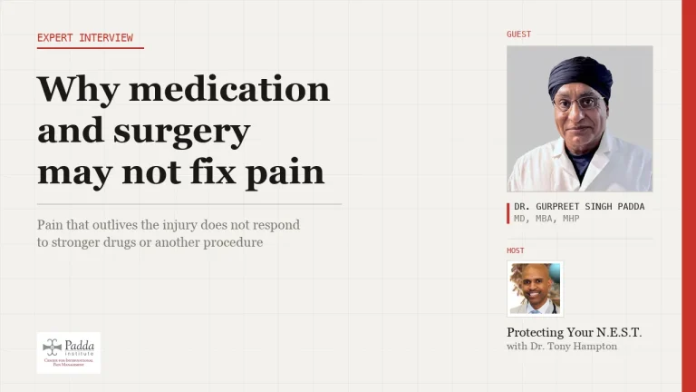 Expert interview title card on why medication and surgery may not fix pain