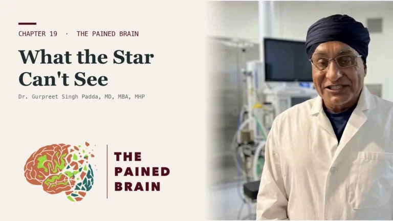 Title card for Kindness Is the Baseline, Not the Achievement, The Pained Brain Chapter 19, showing Dr. Padda