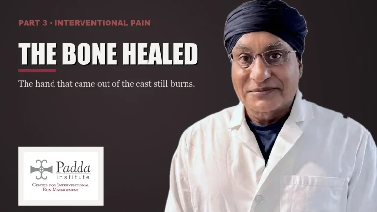 Title card on pain persisting after a fracture has healed, featuring Dr. Gurpreet Singh Padda